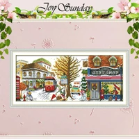 winter street patterns counted cross stitch 11ct 14ct cross stitch set wholesale scenery cross stitch kit embroidery needlework