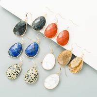 faceted polished natural balmatin stone healing earrings women apatite blue quartz crystal teardrop earrings jewelry wholesale