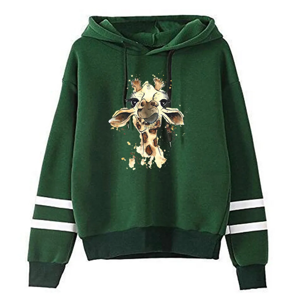 

Sweatshirt Women 2021 Giraffe Print Loose Pullover Hoodie Casual Round Neck Long Sleeve Oversized Hoodie Ladies
