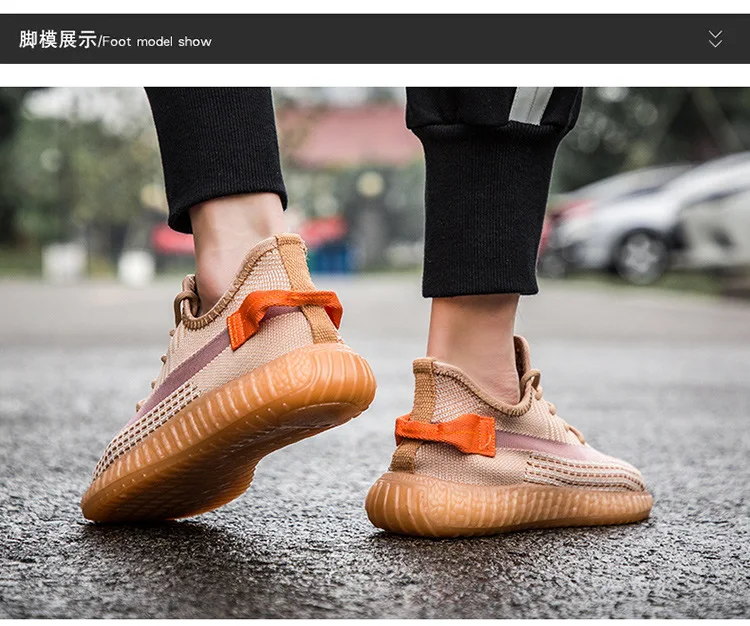 Men's handmade breathable flying woven running striped lace soft bottom sneakers trend wild fashion casual flat shoes
