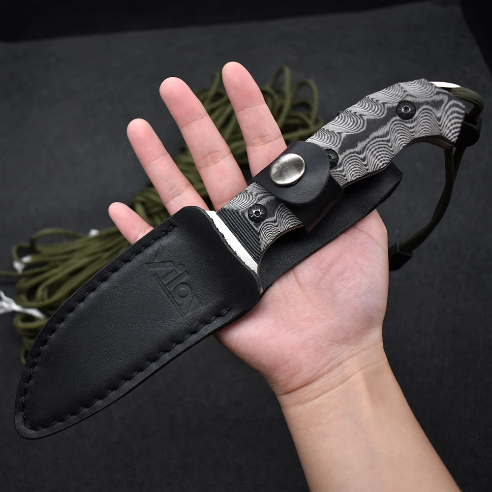 

Straight knife outdoor rescue short knife camping hunting knife tactical self-defense special forces saber with K sheath EDC