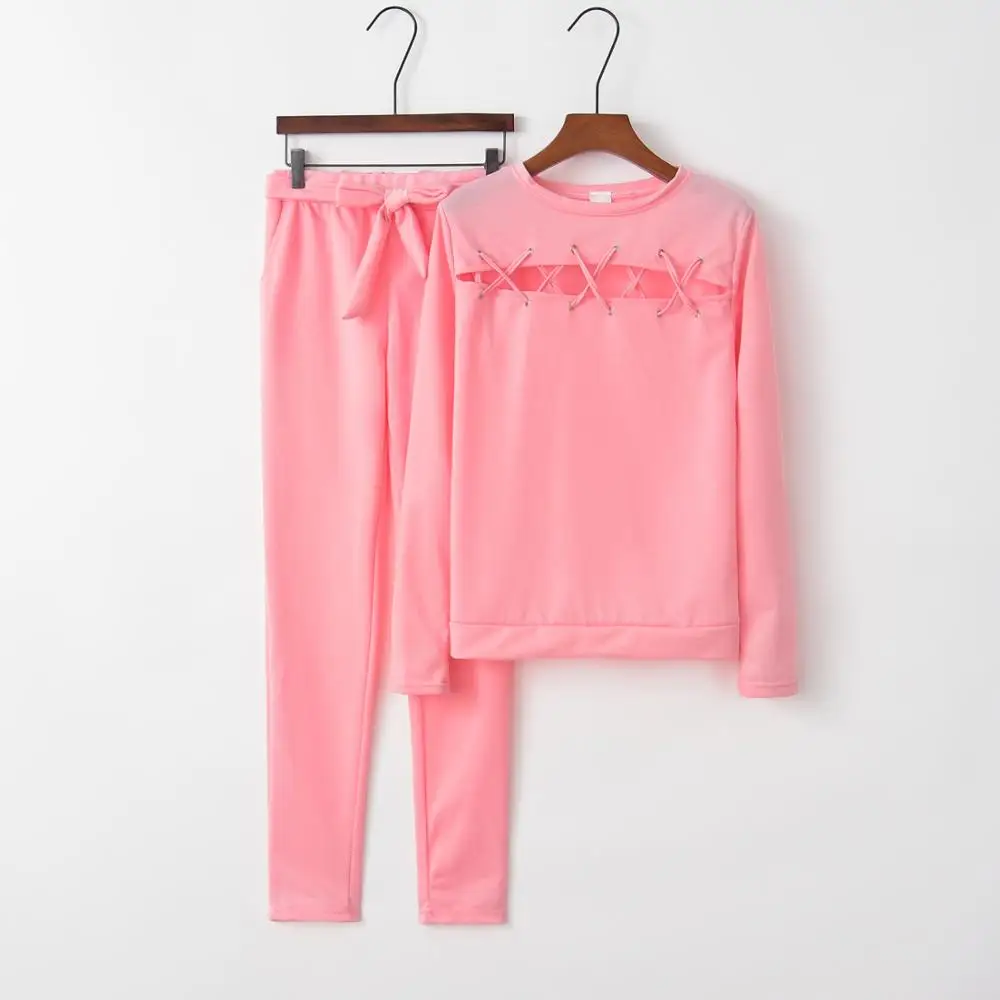 Женский спортивный костюм XUANSHOW сексуальная Толстовка с длинным рукавом и