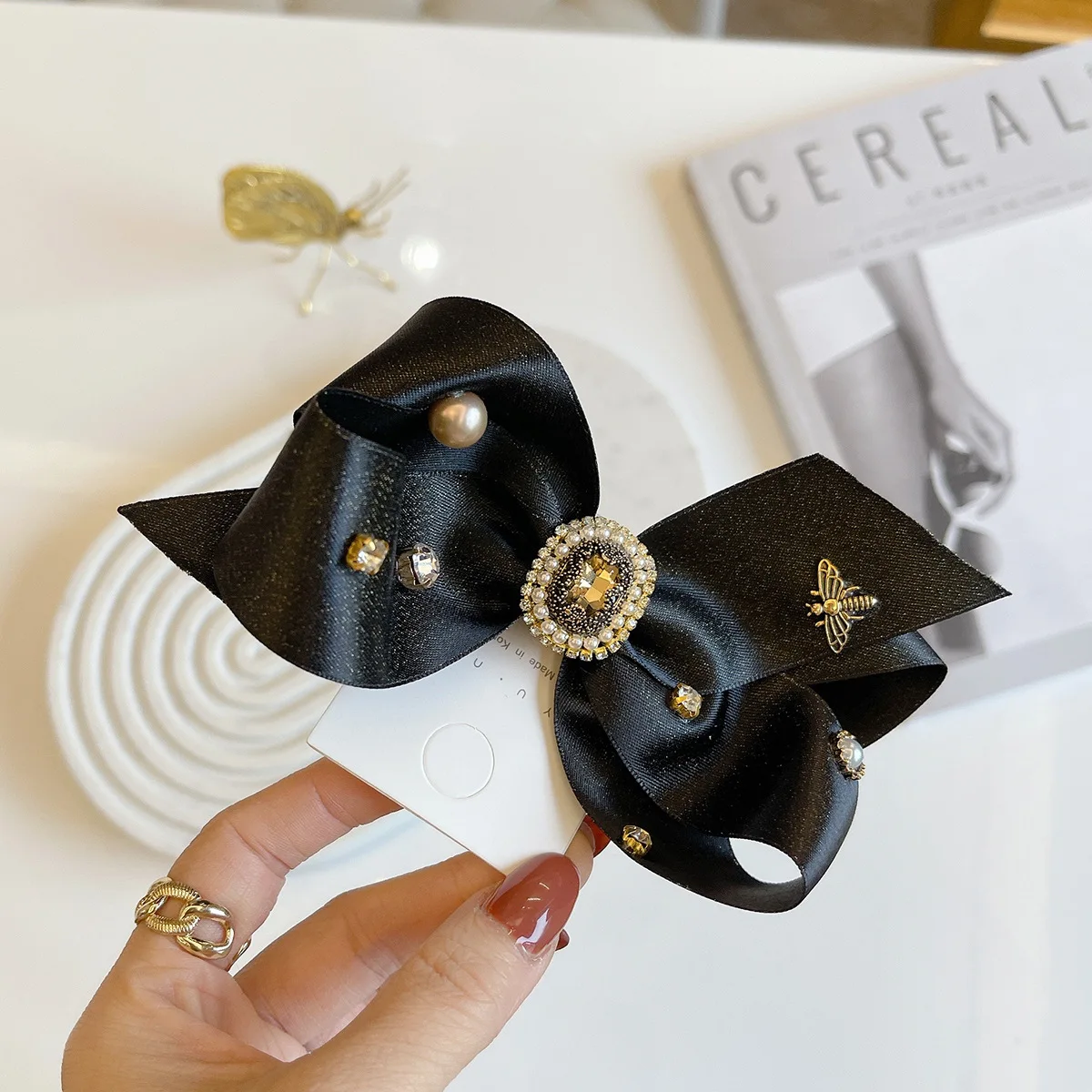 

Заколки для волос с большим бантом роскошные стразы заколки для волос блестящие Свадебные Элегантные Кристальные шелковые заколки для вол...