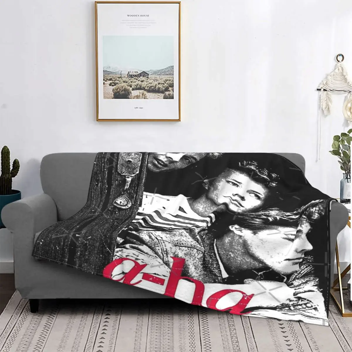 

Aha Tour-Manta de banda a-ha 2021, para cama colcha, manta de playa de muselina A cuadros, Sudadera con capucha, alfombra de ora