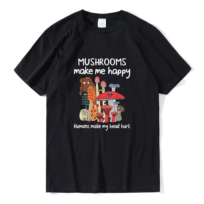 

Мужские рубашки из 100 хлопка с принтом гриба «сделай меня счастливым человеком», забавная Мужская футболка для кемпинга с надписью «сделай ...