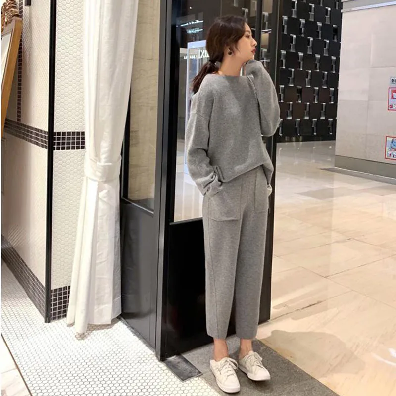 Женский кашемировый свитер комплект из двух предметов вязаные комплекты осень