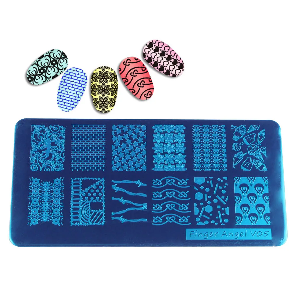 16 шт/партия разные штамповки ногтей пластины Finger Angel V01-16 Image Plate маникюр Сделай Сам