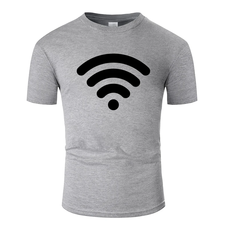 Wifi Line Art O образным вырезом хлопковая футболка для мужчин и женщин унисекс летняя