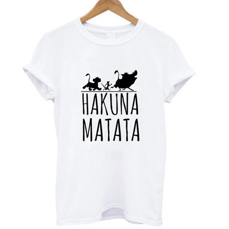 Женская футболка с коротким рукавом Hakuna Matata модная Милая хипстерская круглым