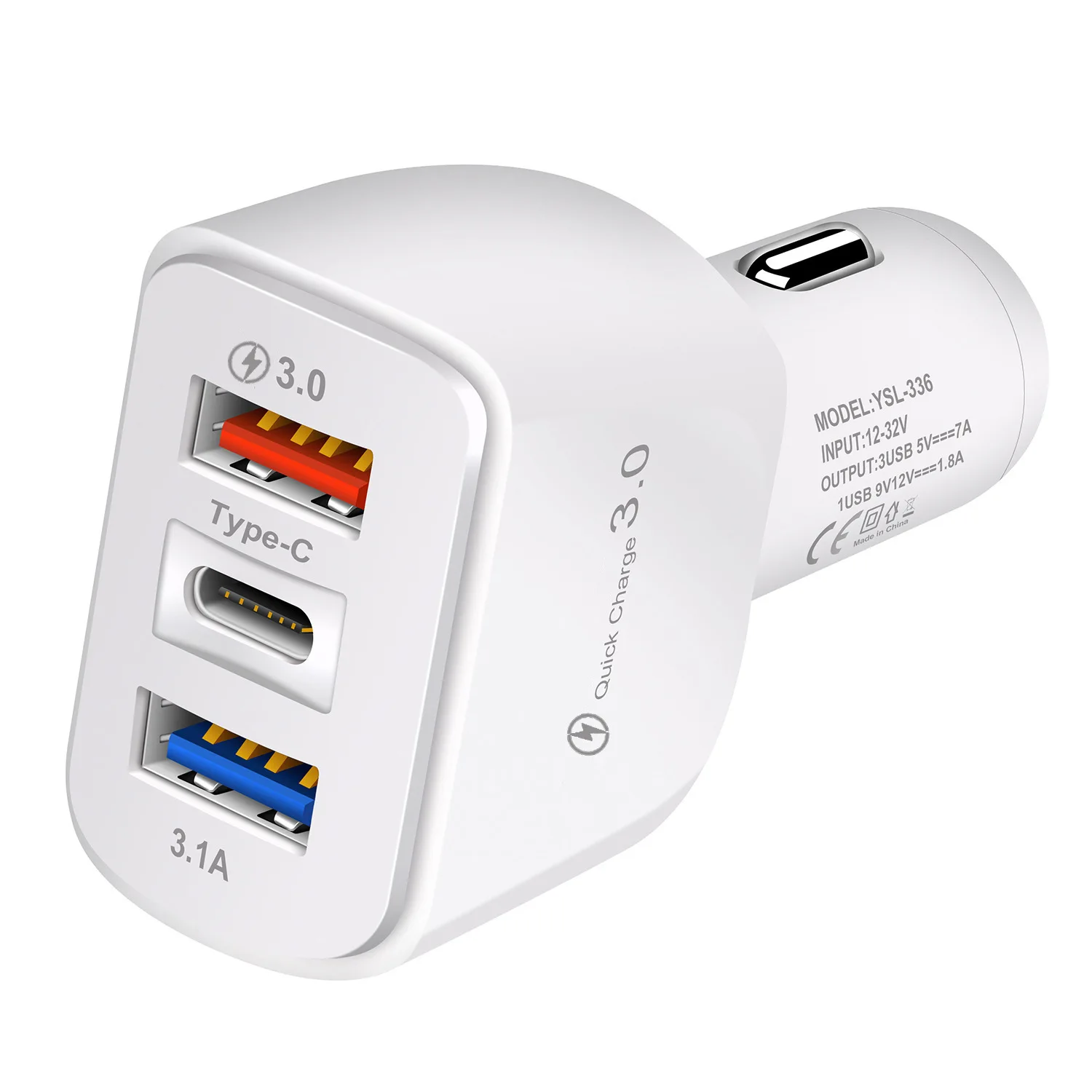 

Frosted QC3.0 Dual USB with Type-C Car Charger 2USB Interface Car Phone Charger Car Accessories