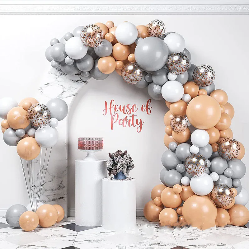 

Grey Light Orange Arch Balloon Gralands Wedding Birthday Ballon Happy Birthday Party Decor Baloon Babyshower Balon Bridal Shower
