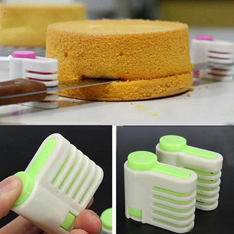

2 pcs/lot Cake Bread Cutter Leveler Slicer 5 Layers Cutting Aid Tools Muffin Cake Slicer Cutting Fixator Tools Kitchen Supplies