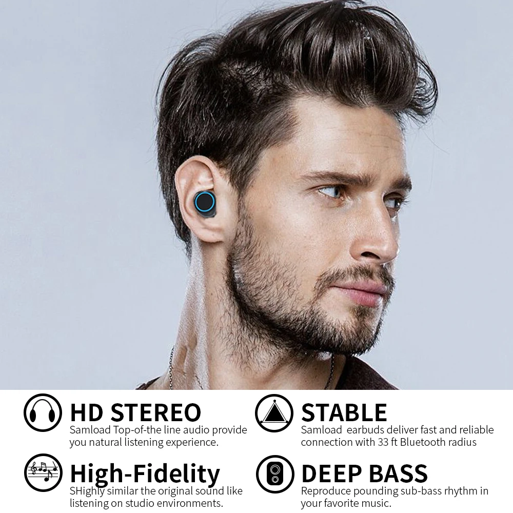 Беспроводной Bluetooth наушники со светодиодными огнями V5.0 наушники-вкладыши TWS с