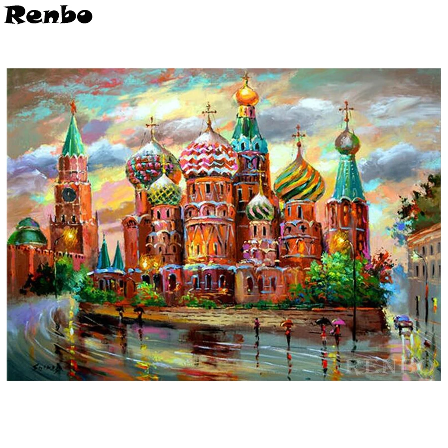 Алмазная живопись 5D сделай сам в русском стиле святилище Василия Соборное