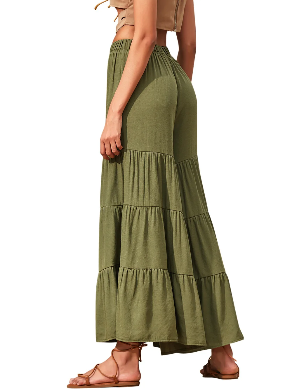 Брюки женские хлопковые с широкими штанинами модные повседневные Свободные