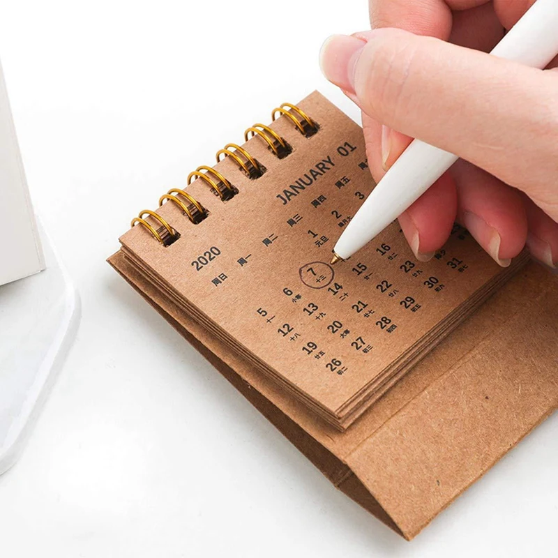 Новинка 2020 оригинальный Простой Настольный блокнот в виде спирали календарь из