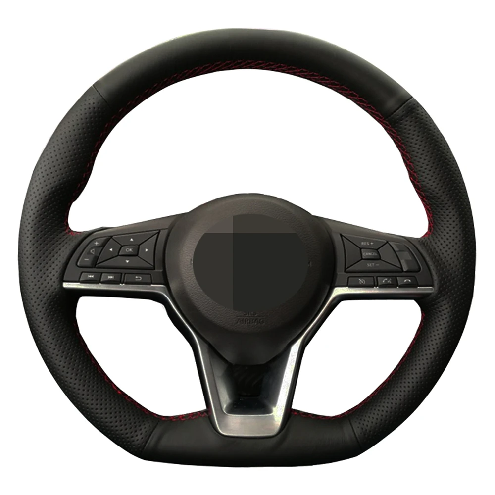 

Car Steering Wheel Cover Black Genuine Leather For Nissan X-Trail Qashqai March Serena Micra Kicks 2017-2019 Altima Teana 2019