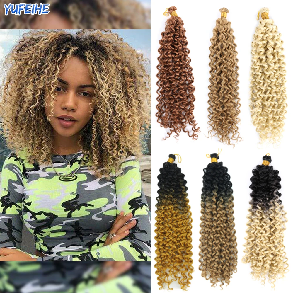 

Ombre Water Wave Braiding Hair Afro Kinky Curl Twist Crochet Braids Hair Bundles Synthetic Hair Extensions Grey Pink Blonde Blue