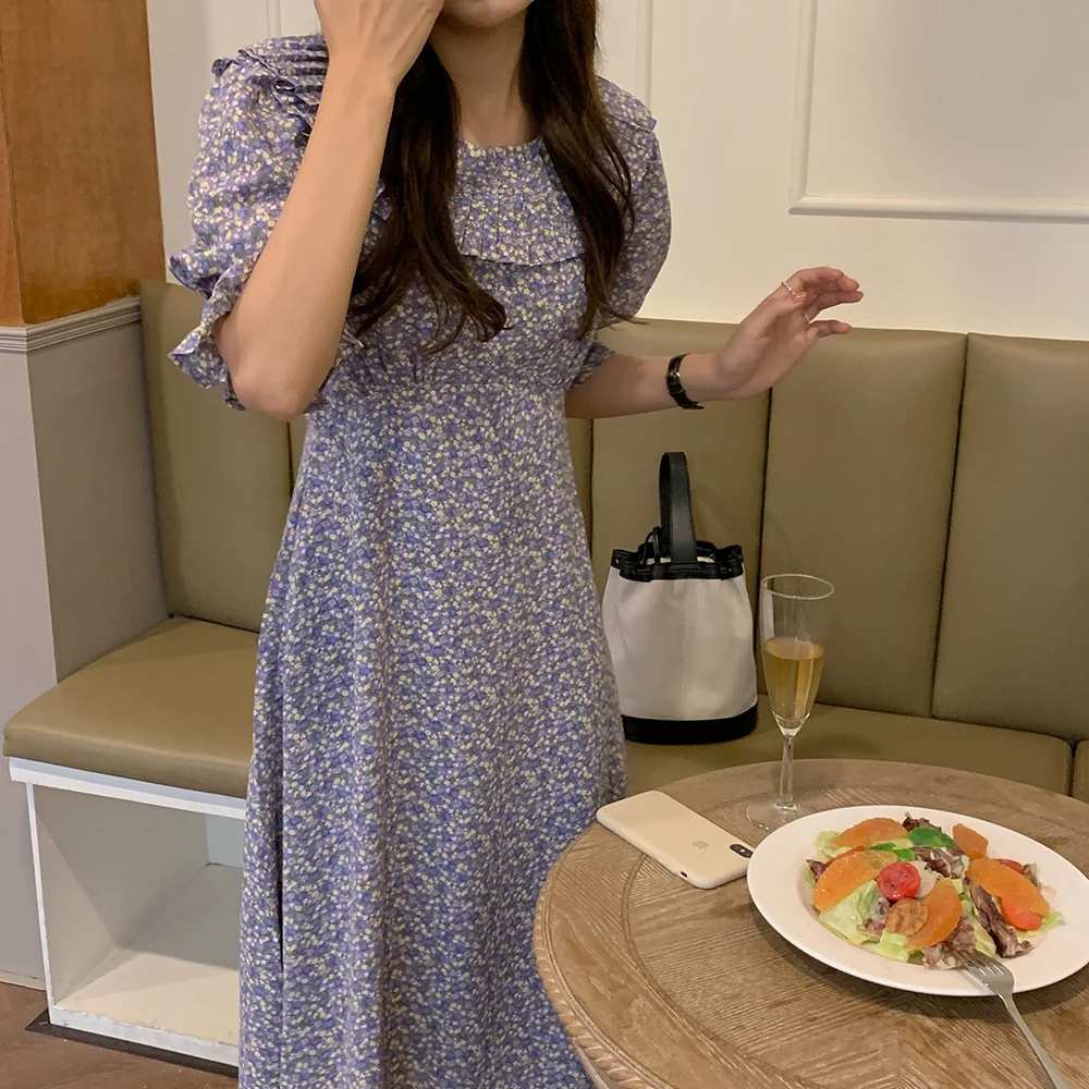 

Alien Kitty Lady Chic Printed Summer Hot Florals 2021 Pleated Slim Long Dresses Femme New Outwear Sexy Girls Streetwear Vestidos