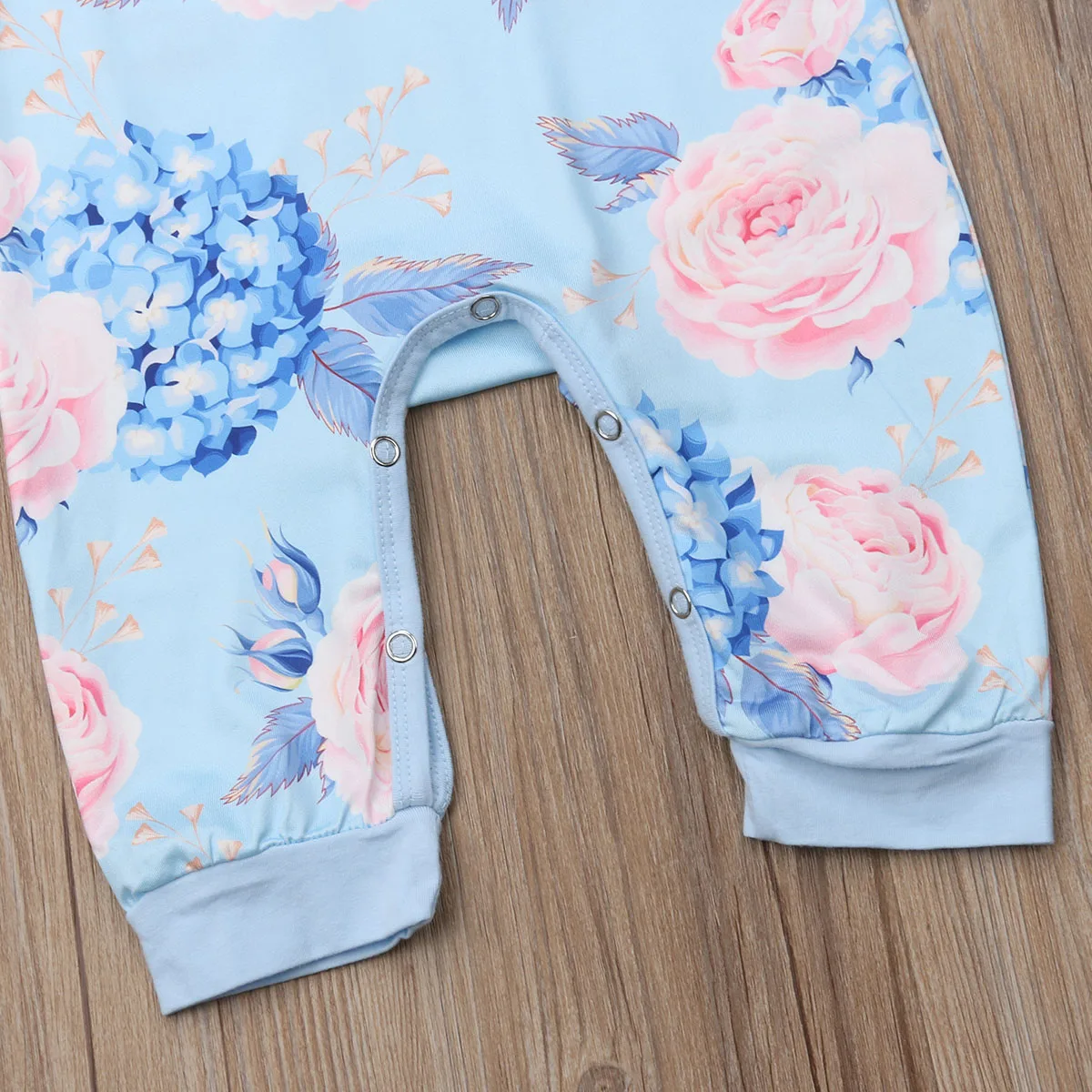 Spring Autumn Blue Infant Baby Girl Floral Romper Bodysuit Jumpsuit+Headband Clothes Outfit | Детская одежда и обувь