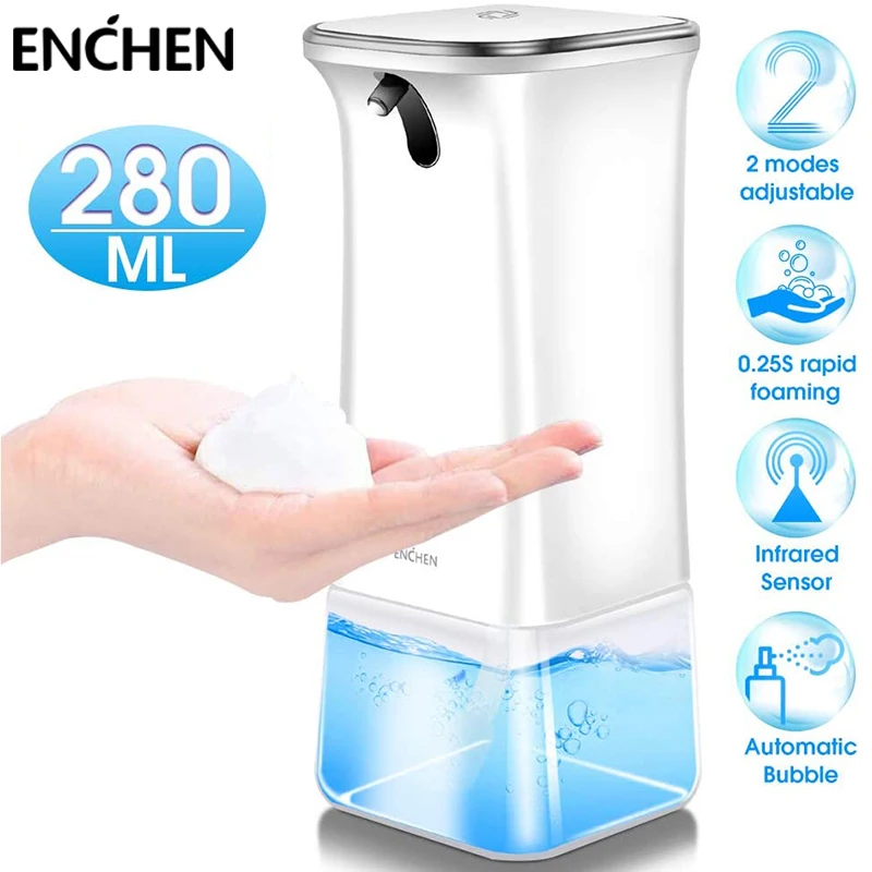 

ENCHEN Automatic Touchless Liquid Soap Dispenser with Infrared Motion Sensor 280ML Foam Soap Dispenser for Bathroom Kitchen