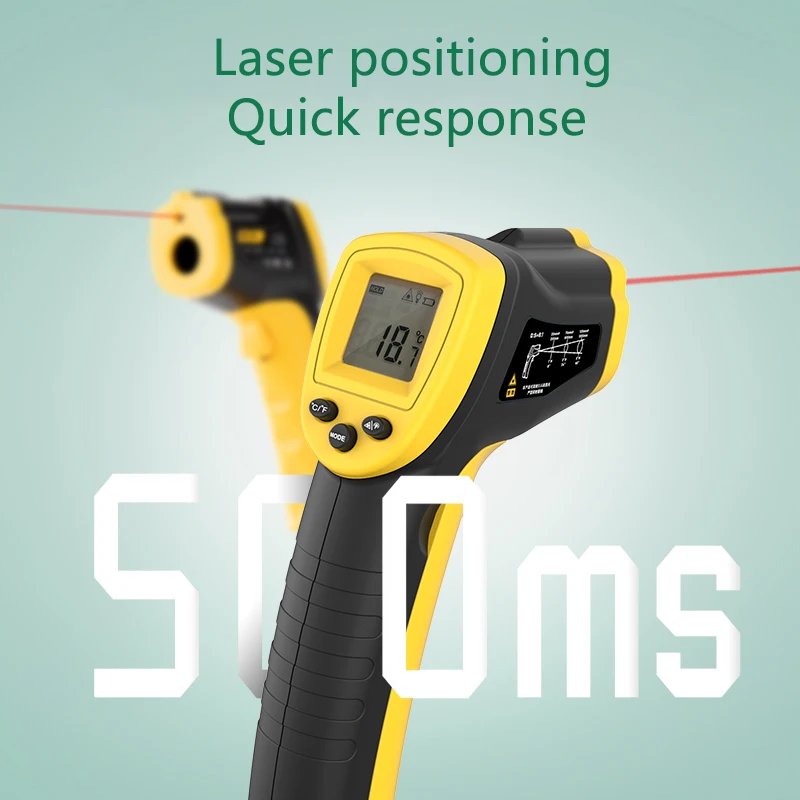 

DELI Digital Infrared Thermometer Food baking Temperature Gun HD Digital Display -30-380Contactless Industrial Thermometer