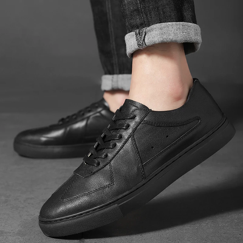 

men's Casual Shoes Men Sneakers Flats Fashion Lace up Shoes For Men genuine leather Breathable Men's Shoes outdoor white oxfords