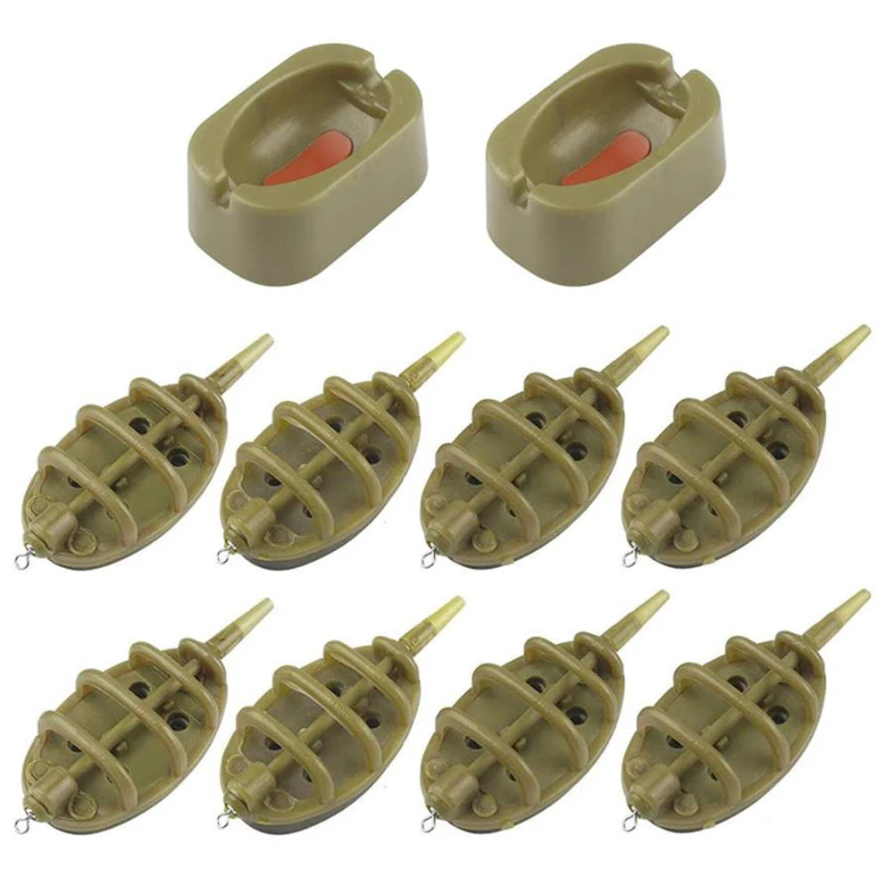 10pcs Inline Method Carp With Quick Release Mould Fishing Feeder Tackle Accessories Tools Army Green | Спорт и развлечения
