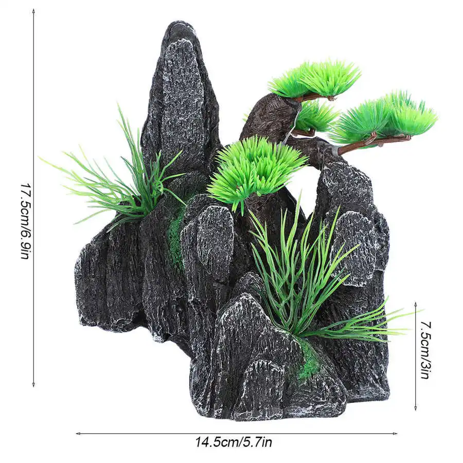 Вид из окна скала аквариум каменный орнамент украшения аквариума с небольших