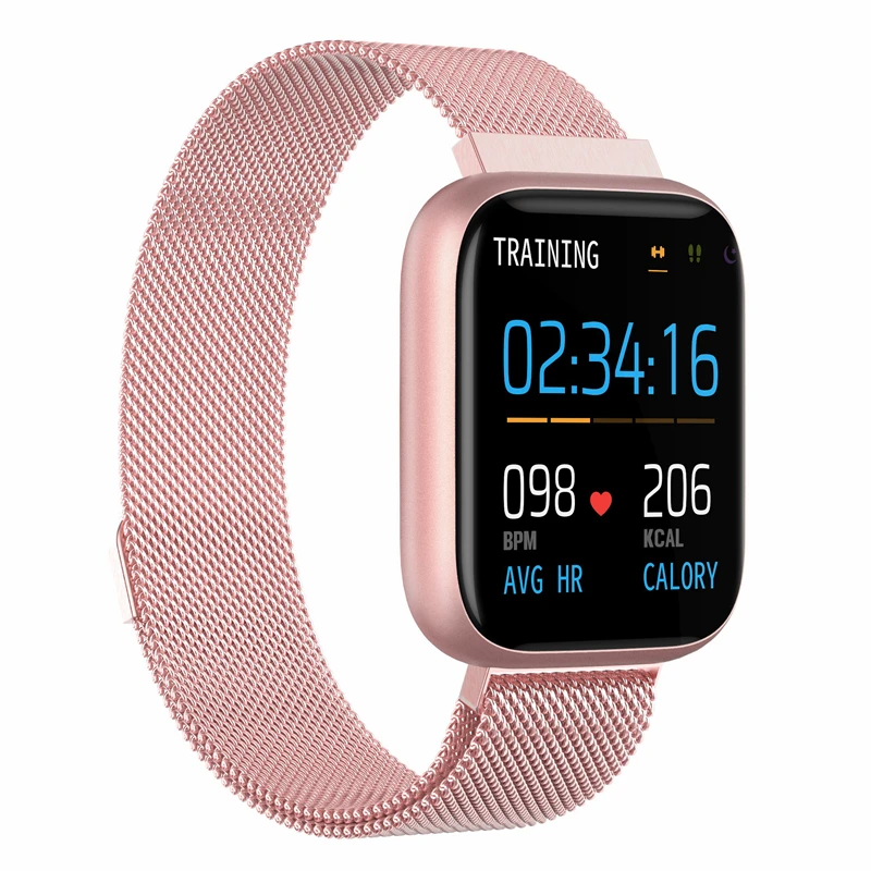 Pink steel UTELITE P4 для женщин и мужчин Смарт-часы с ЧПУ металл мониторинг сердечного ритма IP67 Водонепроницаемый Спорт фитнес трекер часы для Apple Xiaomi - Цвет: Pink steel