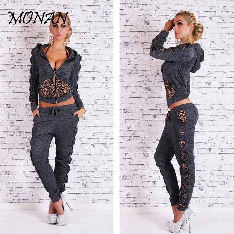 Комплект из двух предметов зимний спортивный женский леопардовый костюм для