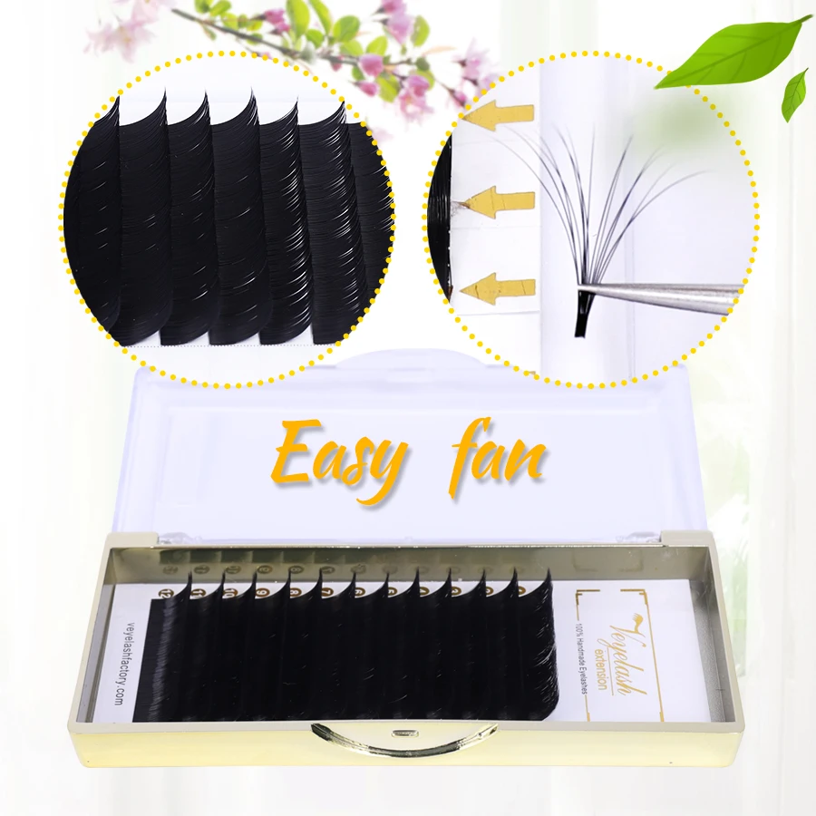 Falso индивидуальных Камелия pestañas fácil ventilador extensión де visón по применению 3D 6D volumen flor de