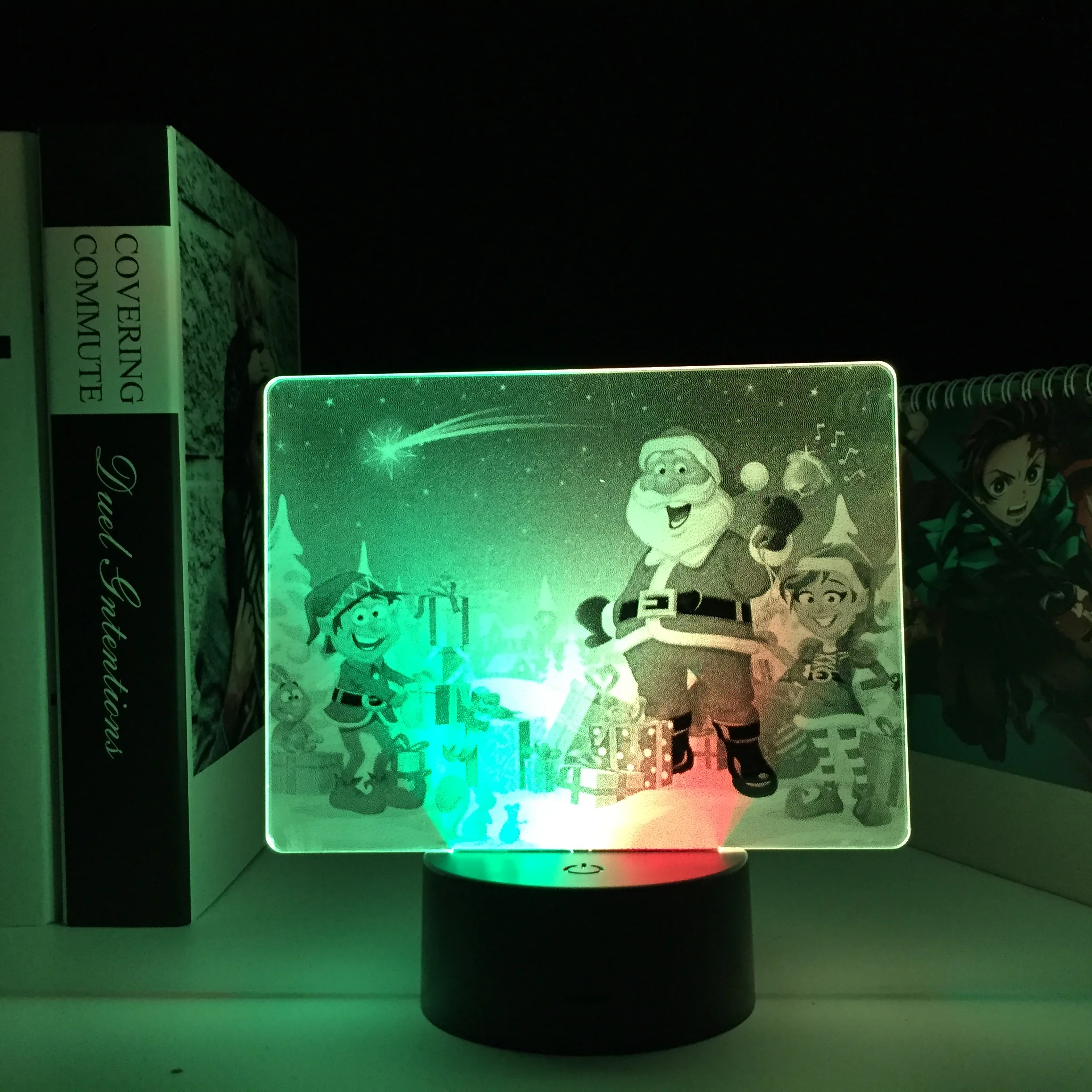 

Christmas Gift LED Night Light Santa Claus Colorful Two Tone Lamp for Christmas Theme Home Decor Acrylic Atmosphere Table Light