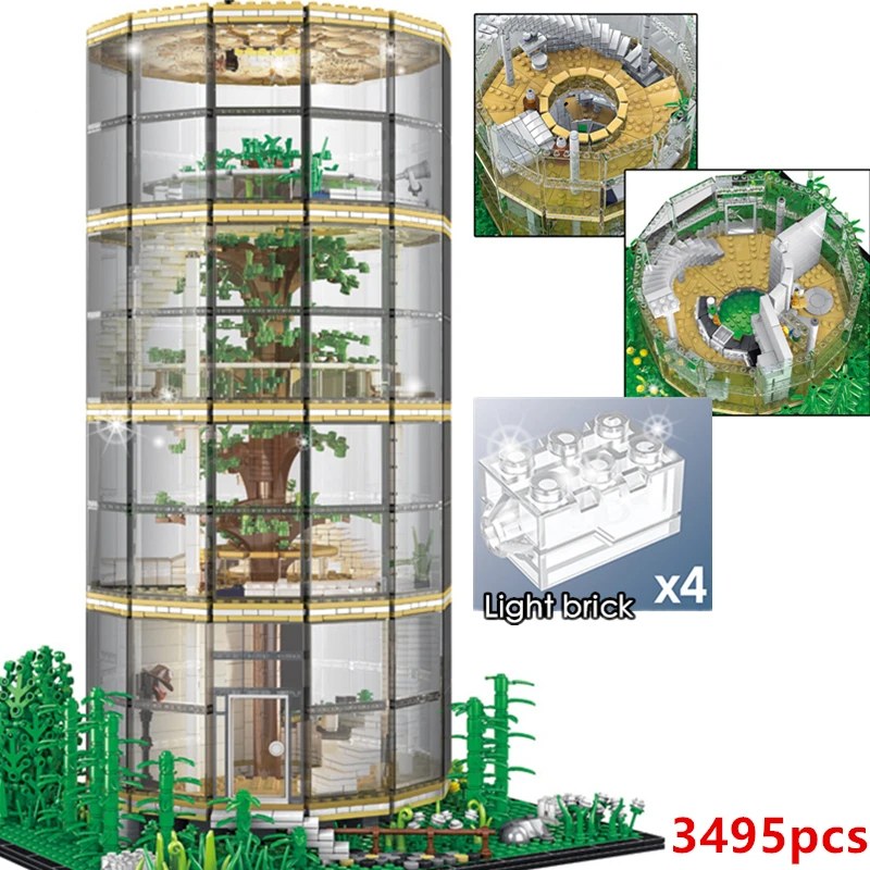 2020 MOC Expert стеклянный домик на дереве городской улица лес вилла светильник Treehouse
