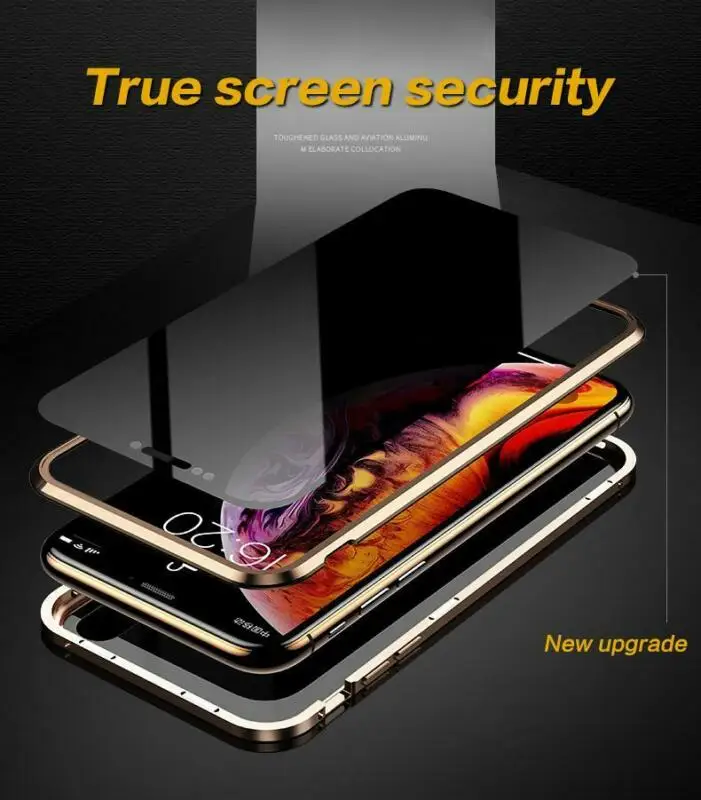 Конфиденциальности магнитное закаленное стекло чехол для iPhone X XS MAX 8 7 Plus