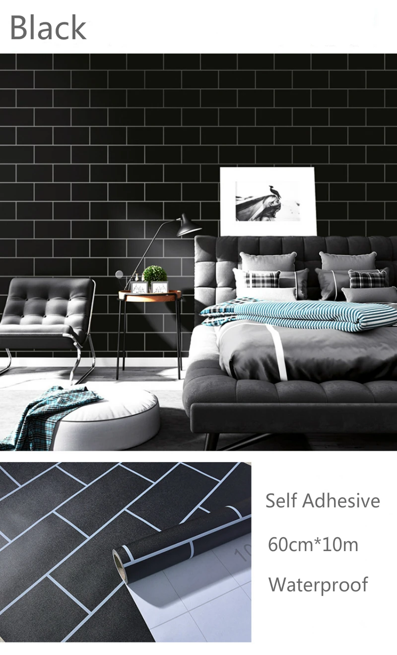 

10M Vinyl Wallpaper Bathroom Toilet Background Waterproof Film Self Adhesive for Kitchen Tile Wall Decoration Contact Paper