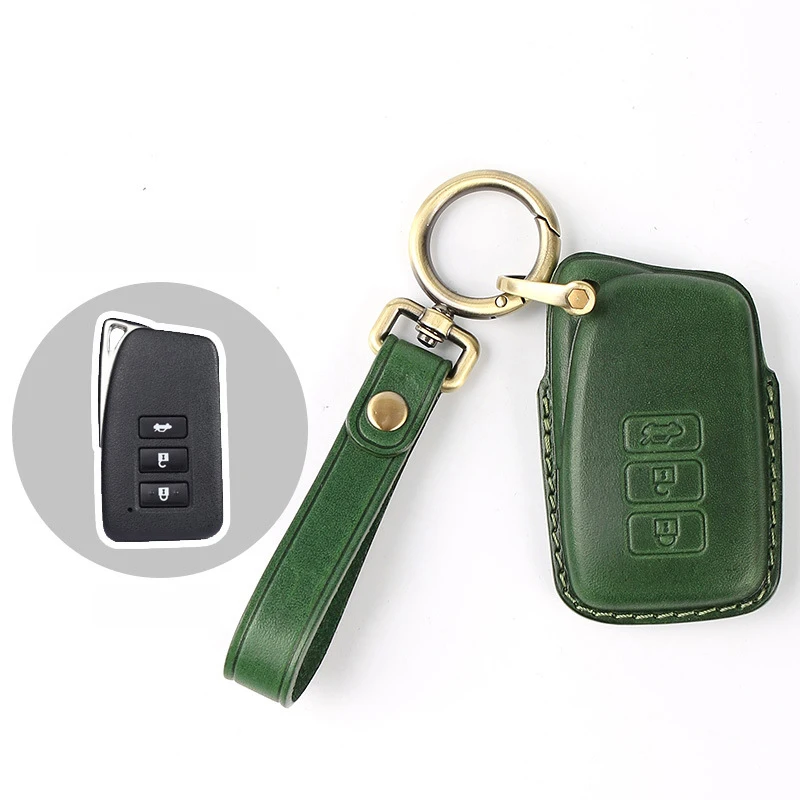 

For Lexus IS ES CT200H NX LX 250 300 350 450H 300H Top Layer Leather Car Key Cover Protective Shell Fashion Metal Keychain