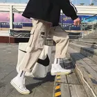 Брюки карго мужские Японская уличная одежда штаны мужские хип-хоп джоггеры черные свободные Harajuku тренировочные брюки