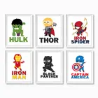 Принты для детской спальни с супергероями, набор для смешивания и сочетания Marvel, Настенный декор для мальчиков, холст с Халком, Железным человеком, капитаном Америка
