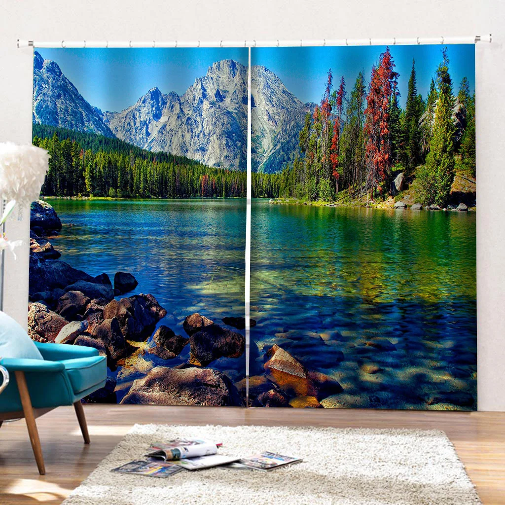 

Beautiful Nature Scenery 3D Curtains For Living Room Bedroom Window Treatment Silk Blackout Kitchen Drapes Cortinas
