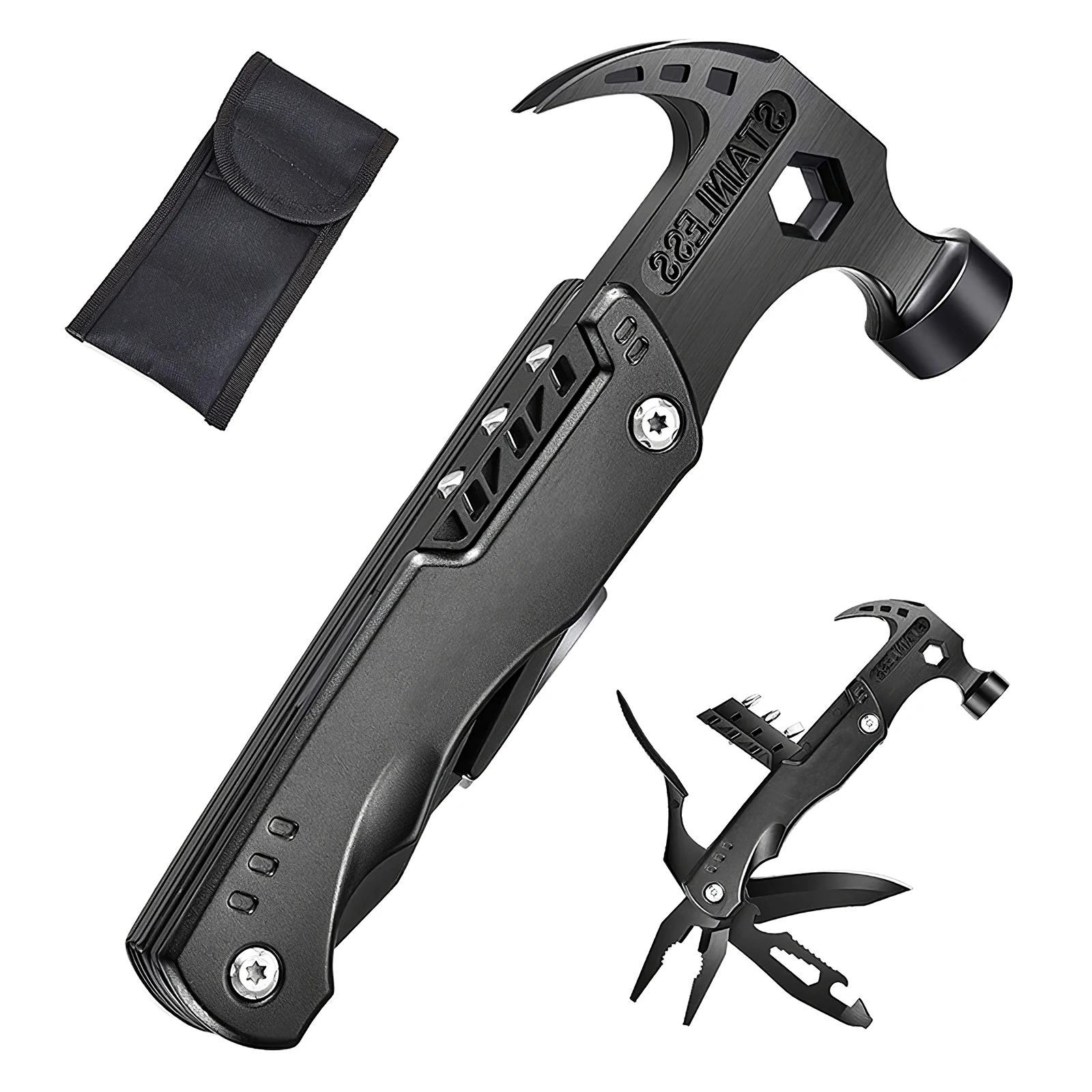 

Многофункциональный инструмент, молоток, прочный молоток из нержавеющей стали с молотком, ножом, пилой, открывалкой для бутылок, резаком дл...