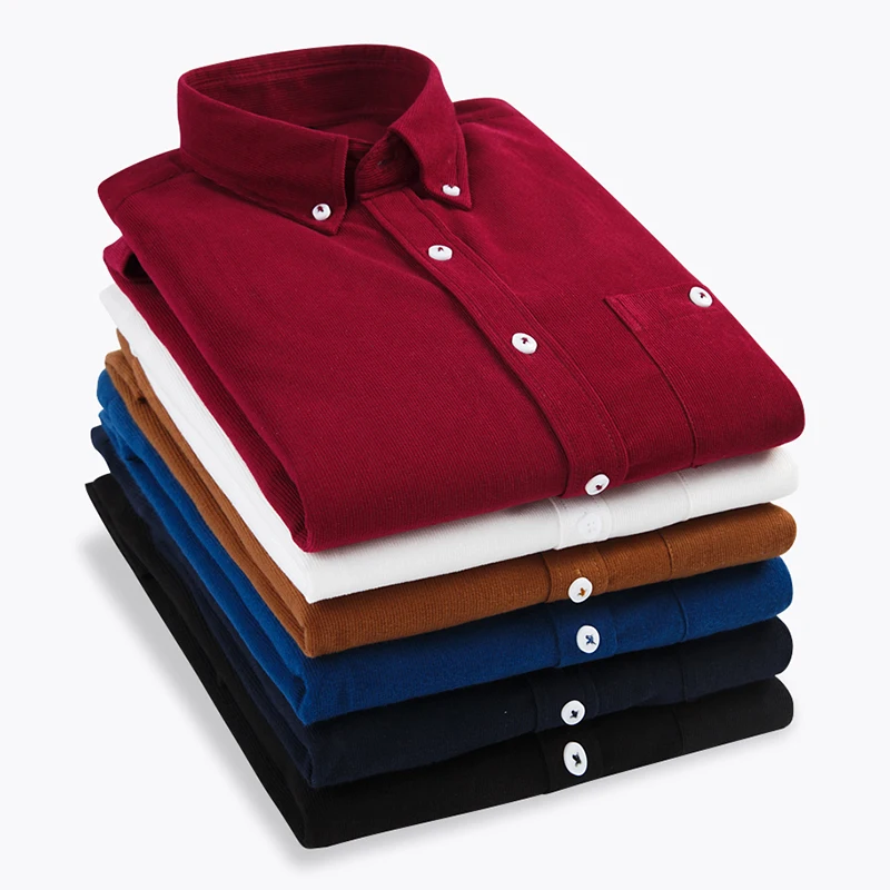 

Male Shirts New Fashion Casual corduroy shirt Soft Shirts Men Spring Autumn Long Sleeve Casual Slim Fit large size shirts M-5XL