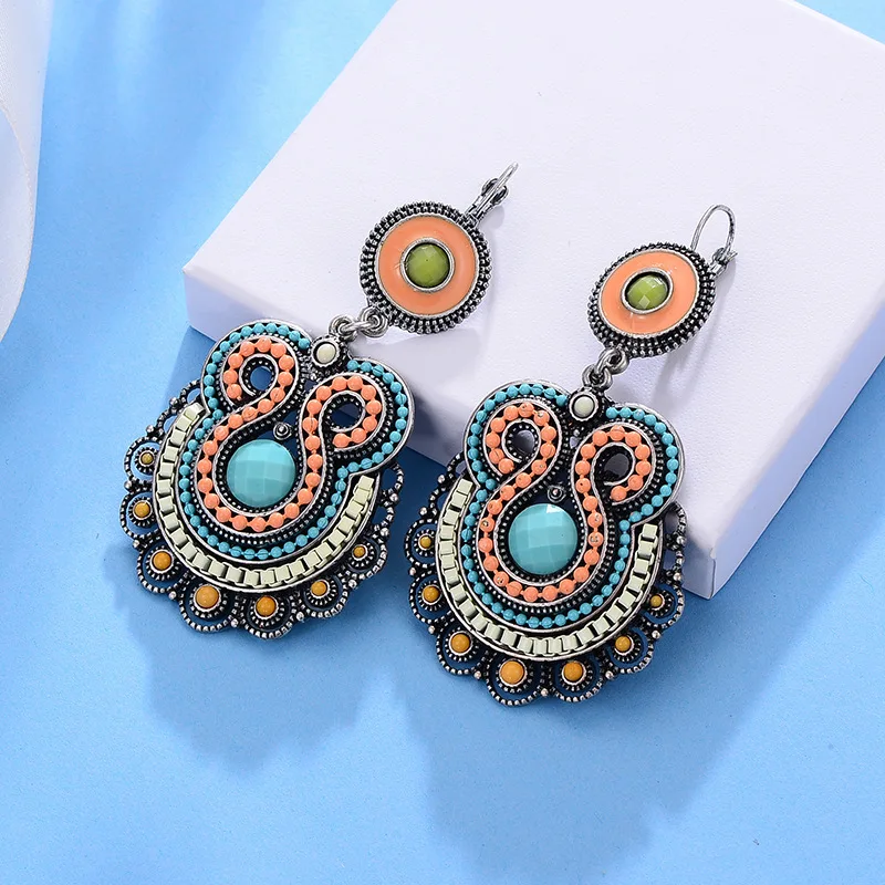 Новые Модные Этнические серьги в стиле ретро женские большие Подвесные ручной