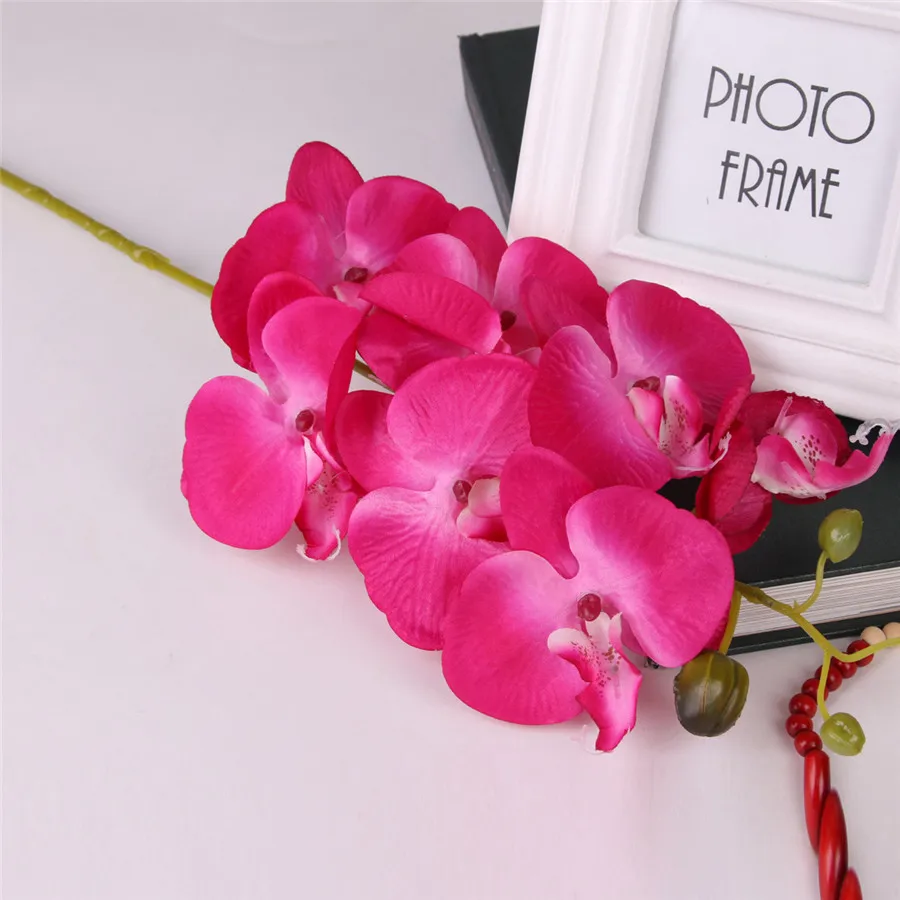 rose red 1 шт., искусственные растения Орхидея, цветы, сделай сам, искусственная Орхидея, Бабочка, Шелковый букет, фаленопсис, свадебное украшение для дома - Цвет: rose red