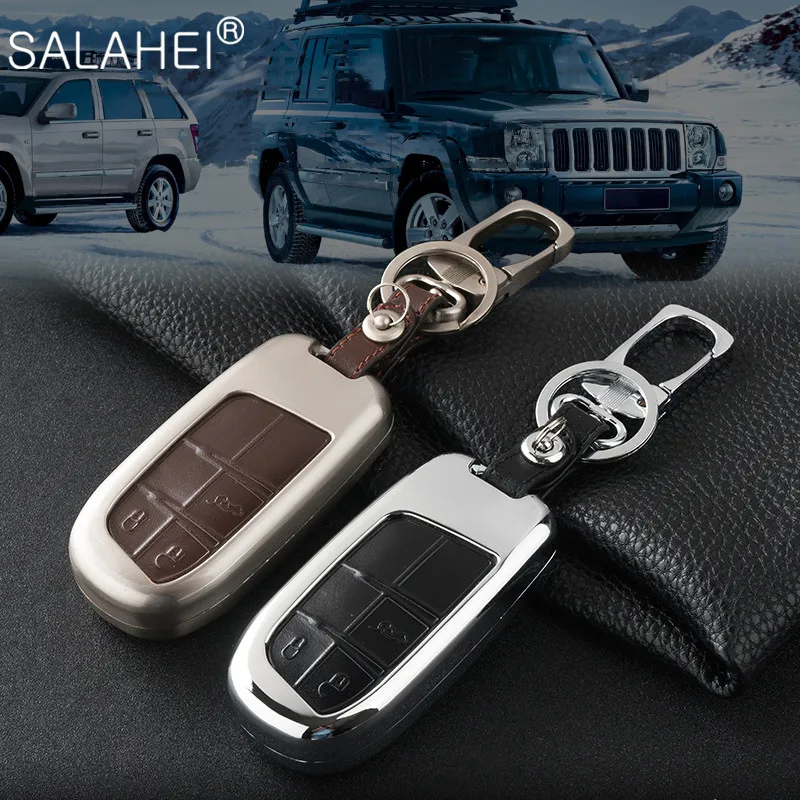 

Zinc Alloy Cover Remote Smart Car Key Case Protect Keychain For Jeep Grand Cherokee Chrysler 300C Renegade Fiat Freemont 2018