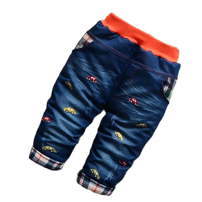 Прямые продажи одежда для девочек детские джинсы зимние Утепленные штаны с