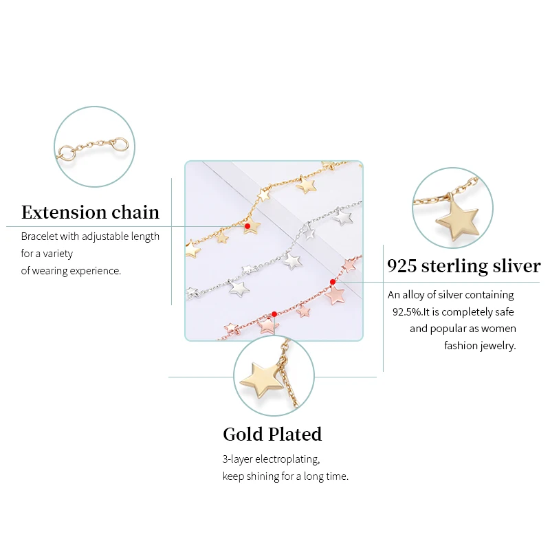 

2021 New Trend 925 Sterling Silver Zircon Bangle for Woman Fashion Party Starry Sky Loveliness Bracelet Jewelry Charm Gift