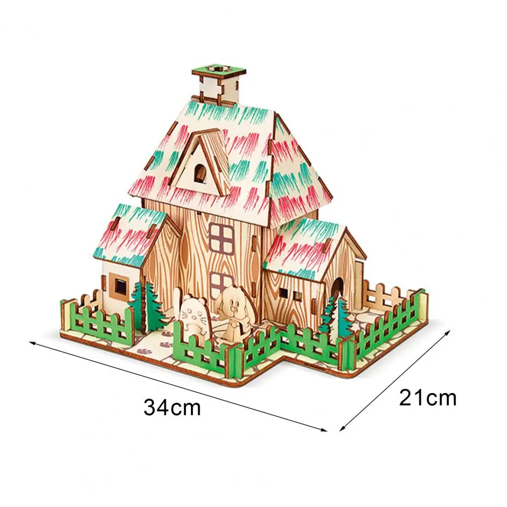 

2Pcs DIY Puzzle Play Kids Gift Children Creative Wooden House Educational Toys for School