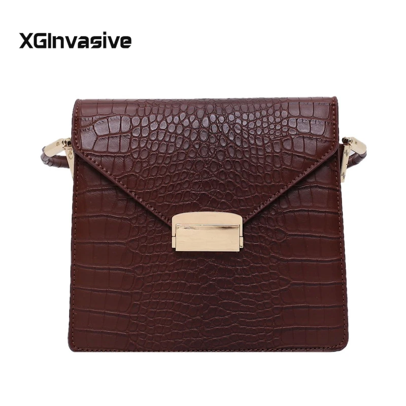 

Crocodile Pattern PU Leather Solid Color Crossbody Bags For Women 2020 Small Shoulder Messenger Bag Female Handbags