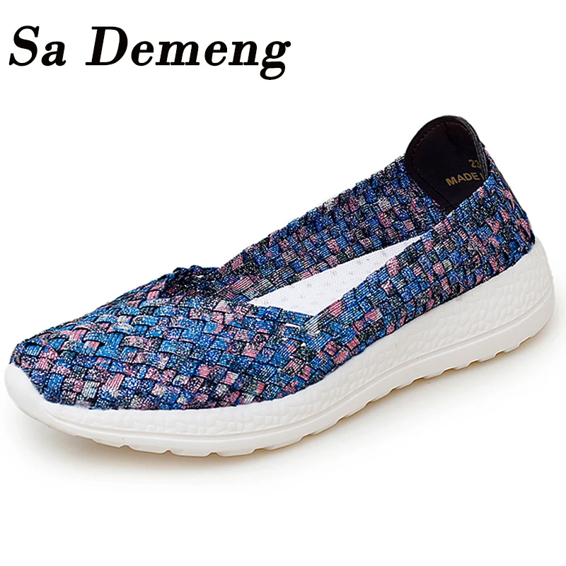 Женские удобные туфли ручной работы Sa Demeng летние клетчатые Туфли Мэри Джейн